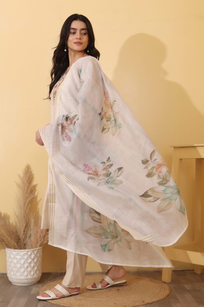 Solid Kurta, Trouser/Pant & Dupatta Set - Image 6