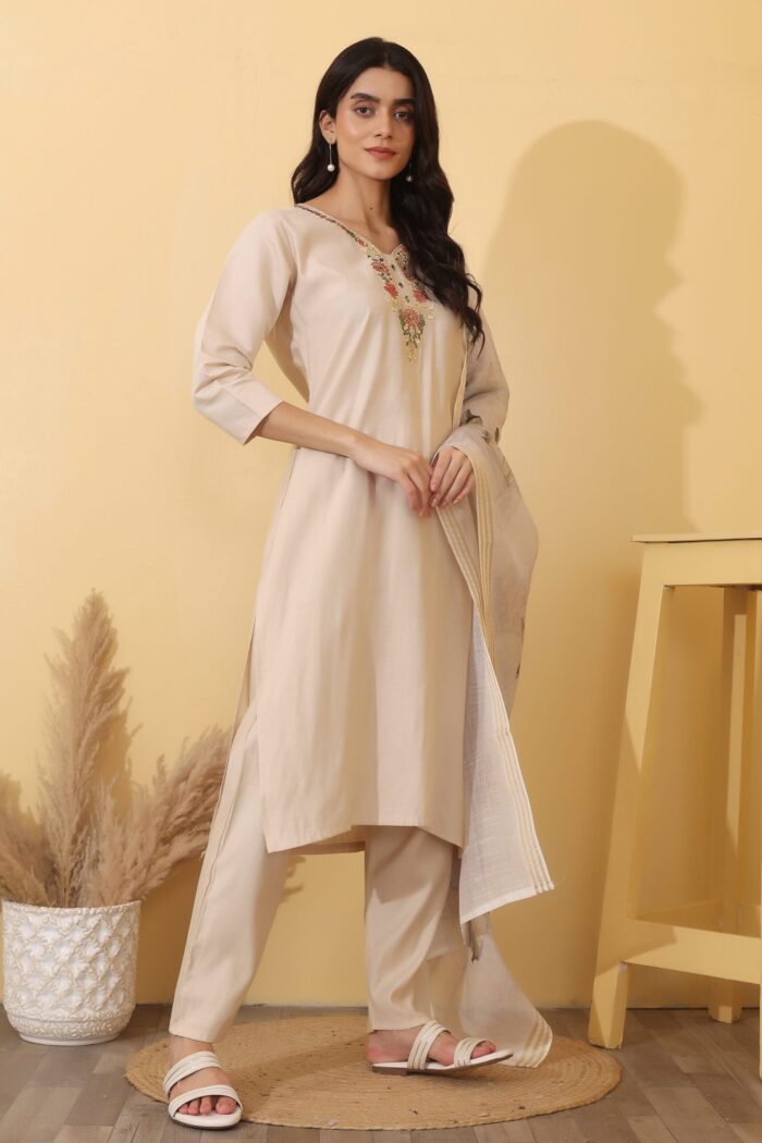Solid Kurta, Trouser/Pant & Dupatta Set - Image 7