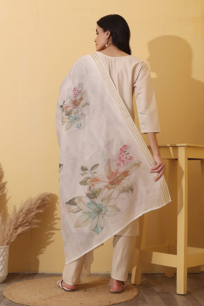 Solid Kurta, Trouser/Pant & Dupatta Set - Image 3