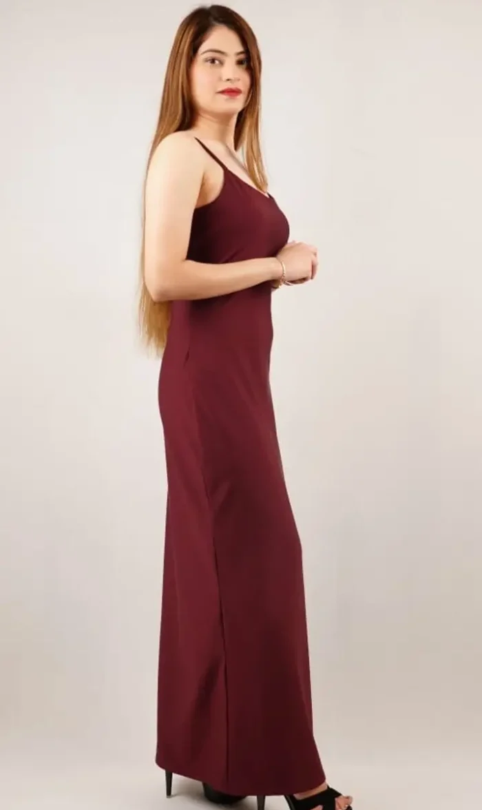 Women Maroon Maxi Dress for Women - Image 3