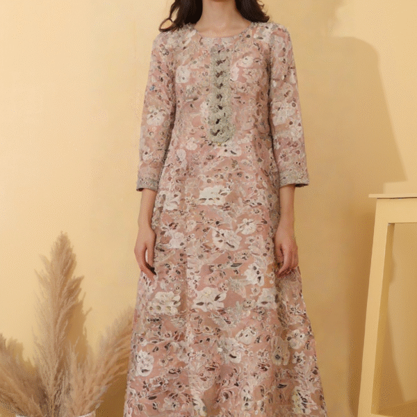 Women's Embroidered Maslin Floral Single Kurta